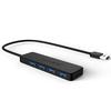 USB with MicroUSB Power Compatible with Windows and 4-Port 3.0 High-Speed Hub, 5Gbps, Supply, Bus-Powered, Mac, Black.
