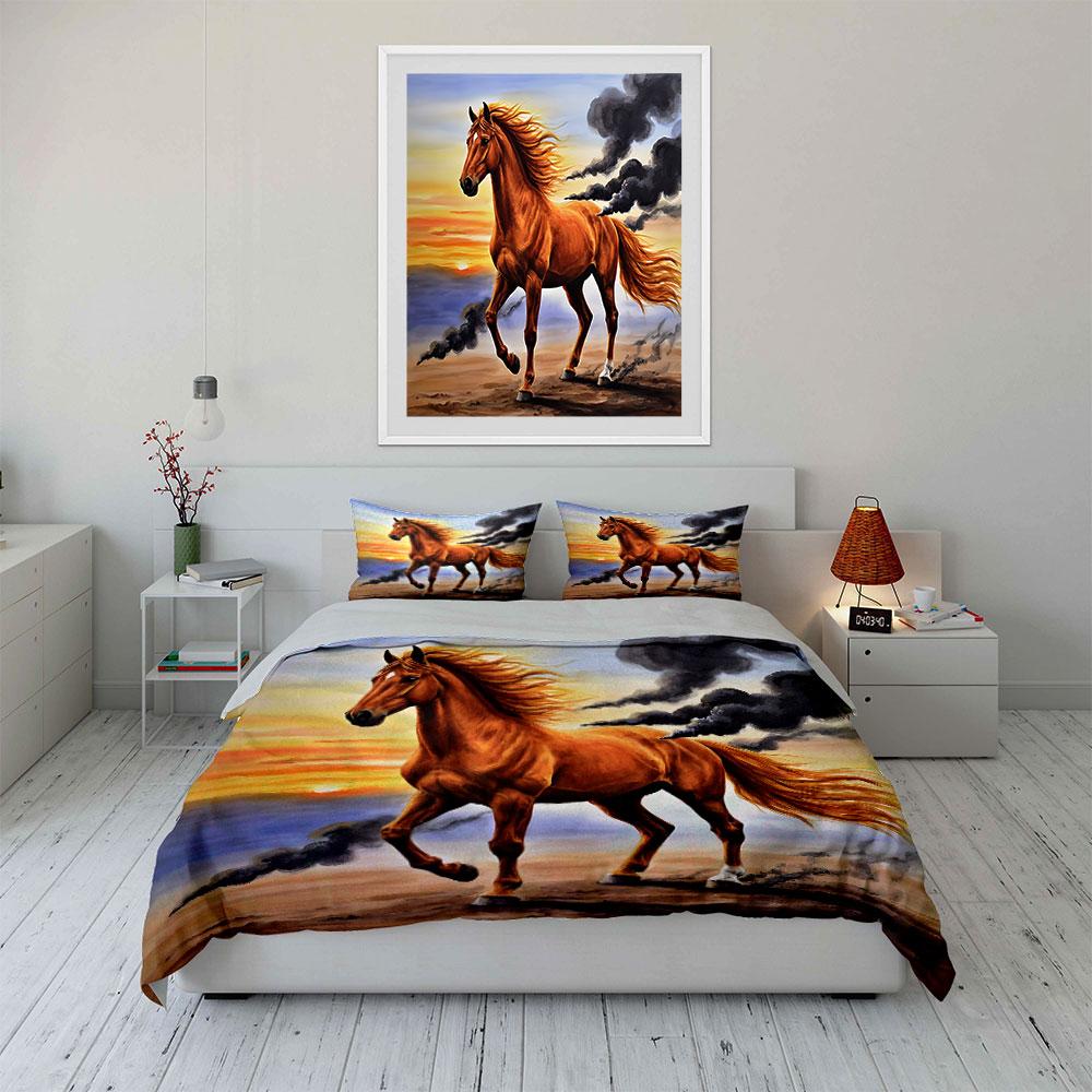 Fiery gallop at dusk. Bedding sets Duvet covers Pillowcases(1* Duvet Cover 2* Pillowcases without duvet insert)