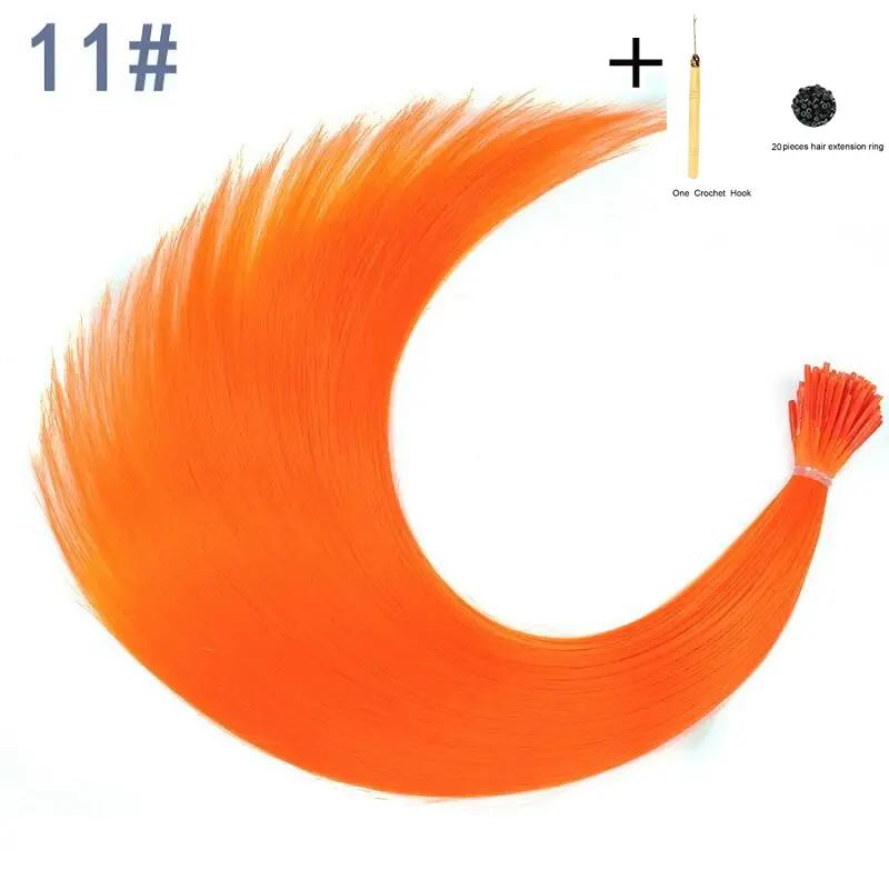 10pcs/set Colorful Straight Hair Extensions DIY Heat Resistant Synthetic Hair Extensions 16 Inch