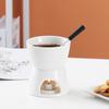 Chocolate Fondue Mugs with Forks Melting Cups for Chocolate Butter Ceramics Hot Pot Set Cheese Fondue Simmer Mug Tealight Candle Fondue Pot
