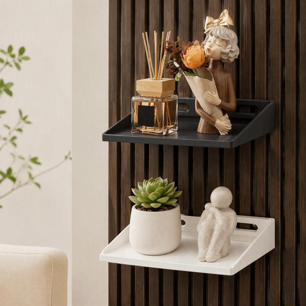 Damage-Free Slat Wall Shelf No Drill Acoustic Panel Holder Floating Shelf Storage Rack