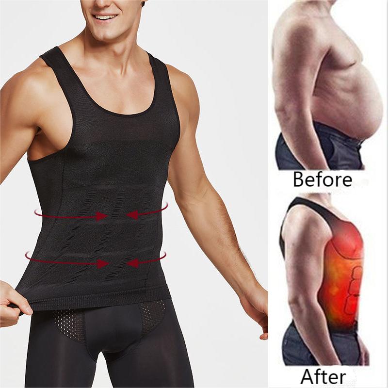 Men Corset Body Slimming Tummy Shaper Running Vest Belly Waist Girdle Shirt Black Shapewear Underwear Waist Shirts Running Vest