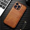 Luxury Leather Cover For iPhone 16 15 14 13 12 11 Pro Max X XR XS 7 8 Plus SE Business Camera Frame Protection Cover