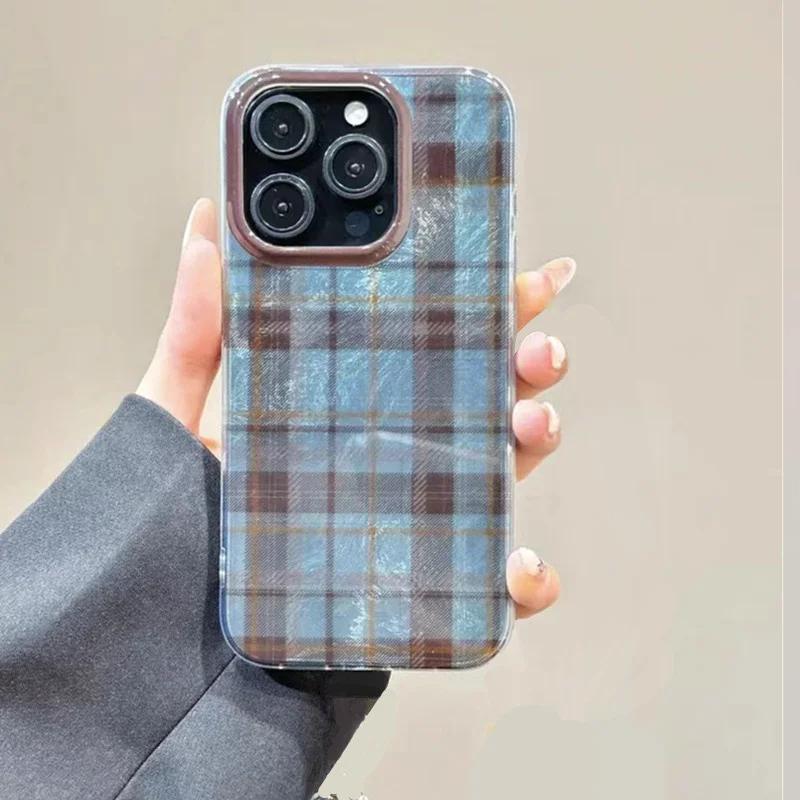 Чехол для телефона Dopamine Color Block Match Plaid для iPhone 17 16 15 14 13 12 11 Pro Max Air 16E SE2 7 8 Plus Сетка Метка Матовый Чехол