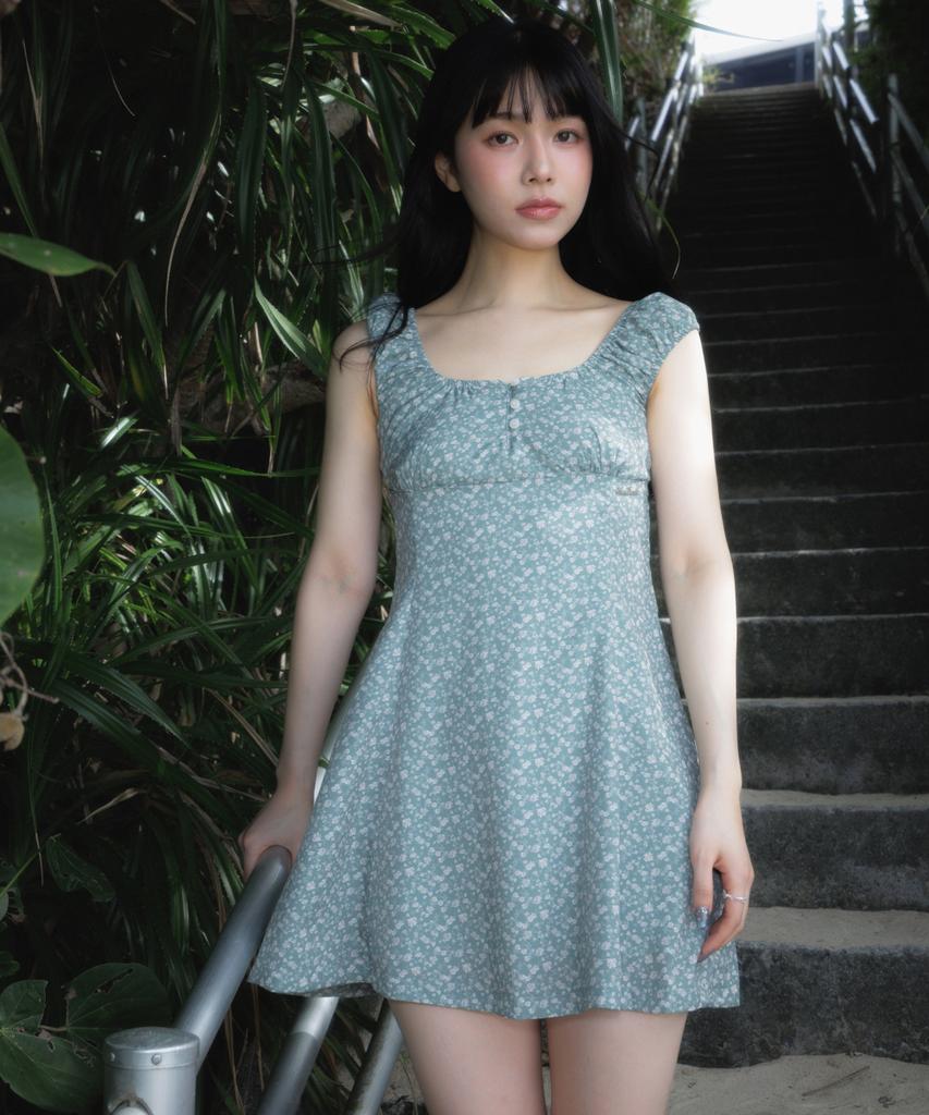 Rose Franz Flower Garden Mini Dress [Green]