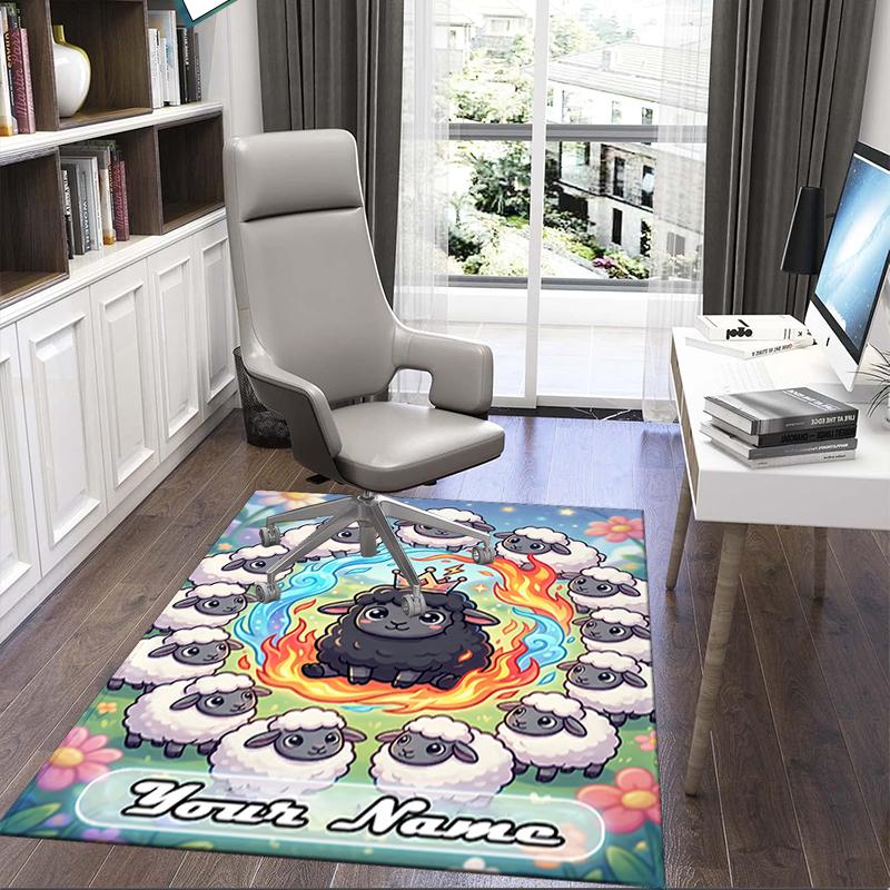 1PC Custom Name "Royal Lamb Flames" Theme Floor Mat Ideal for Living Room, Game Rooms, Office, Bedroom, Office Floor Mat , Floor Mats for Home