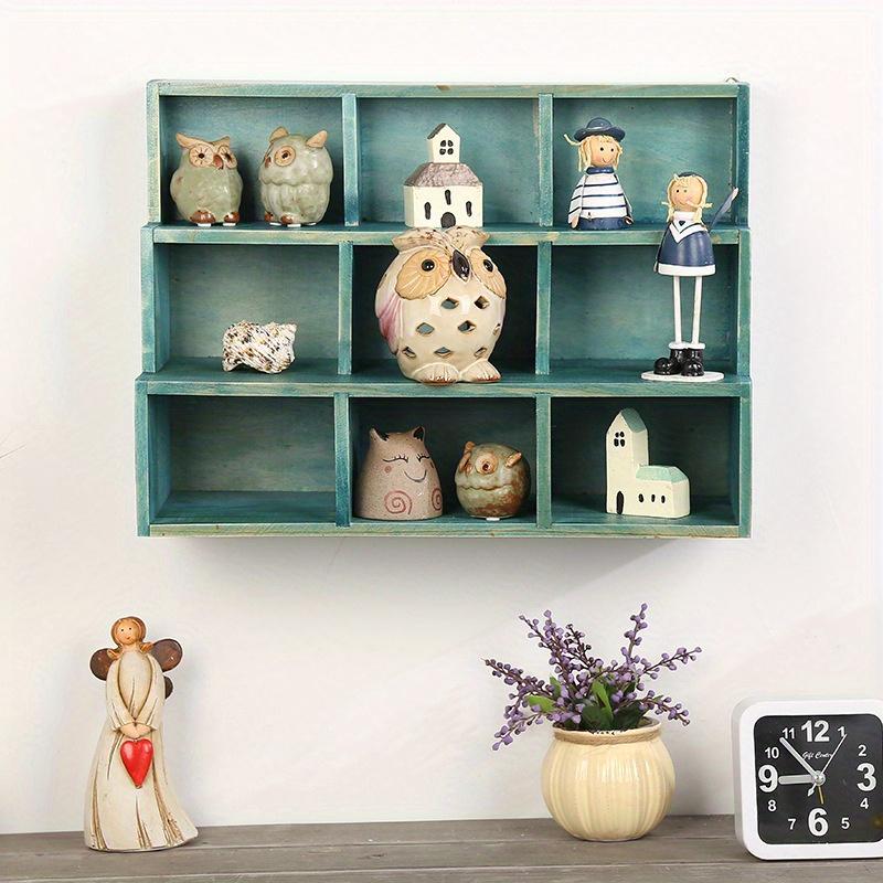 1 шт., красная/синяя, 9-секционная, винтажная деревянная настенная стойка для хранения, настольная, высококачественная стойка для демонстрации ювелирных изделий и предметов коллекционирования.