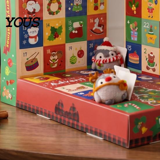 Christmas Party Favors 5Pcs 24-Day Advent Calendar Box, Blank Gift Box with Festive Desktop Decoration Pull-Tab Windows, Countdown Surprise