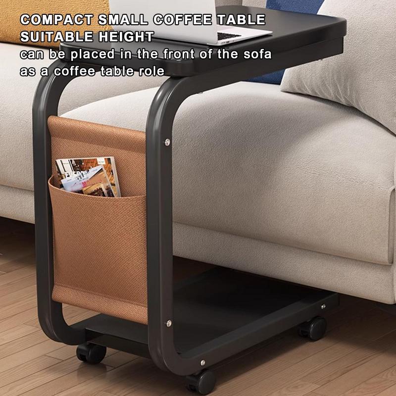 С-образный журнальный столик, приставной столик, простая передвижная двухслойная тележка для дивана, гостиной, спальни, прикроватной зоны, хранения вещей