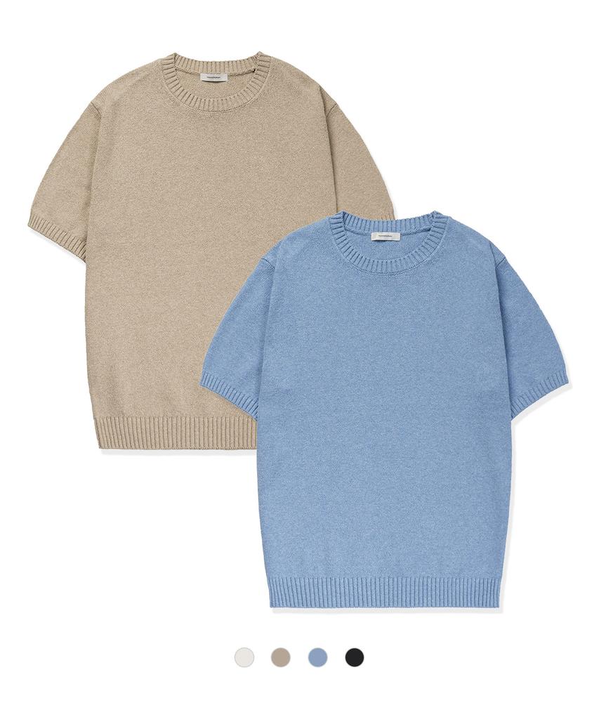 MANNERGRAM Upw Washable Cotton Round Short Sleeve Knit - 4 Colors