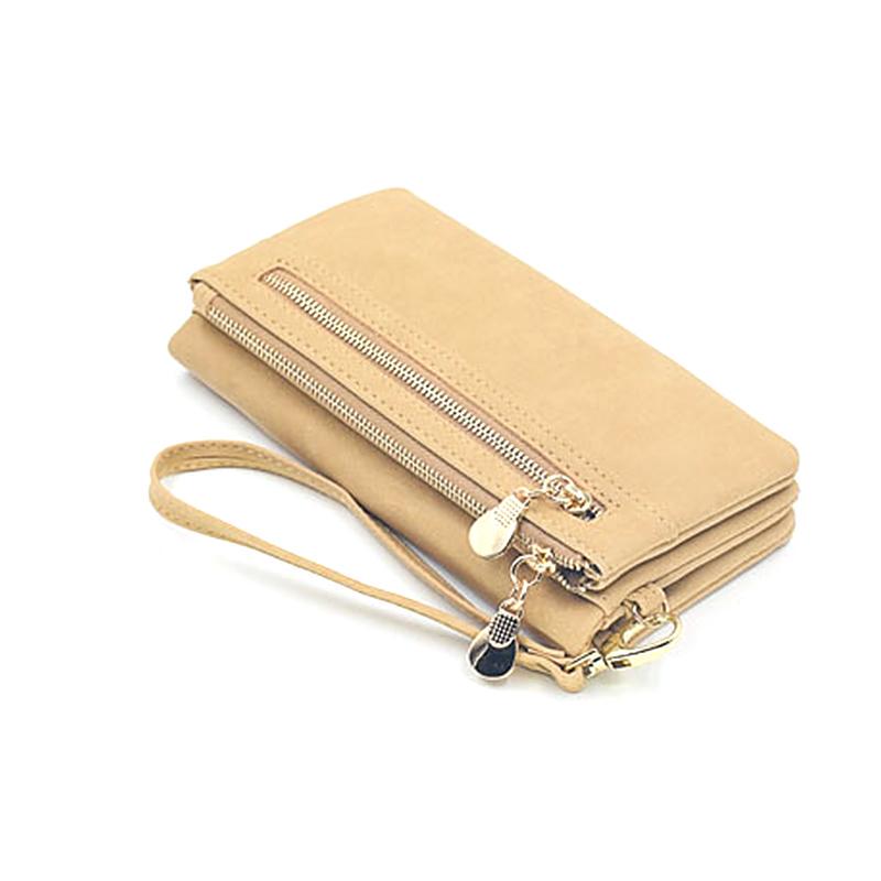 Yogodlns Vintage Frosted Leather Women Long Wallet Fashion Wristlet Clutch Purse Handbags