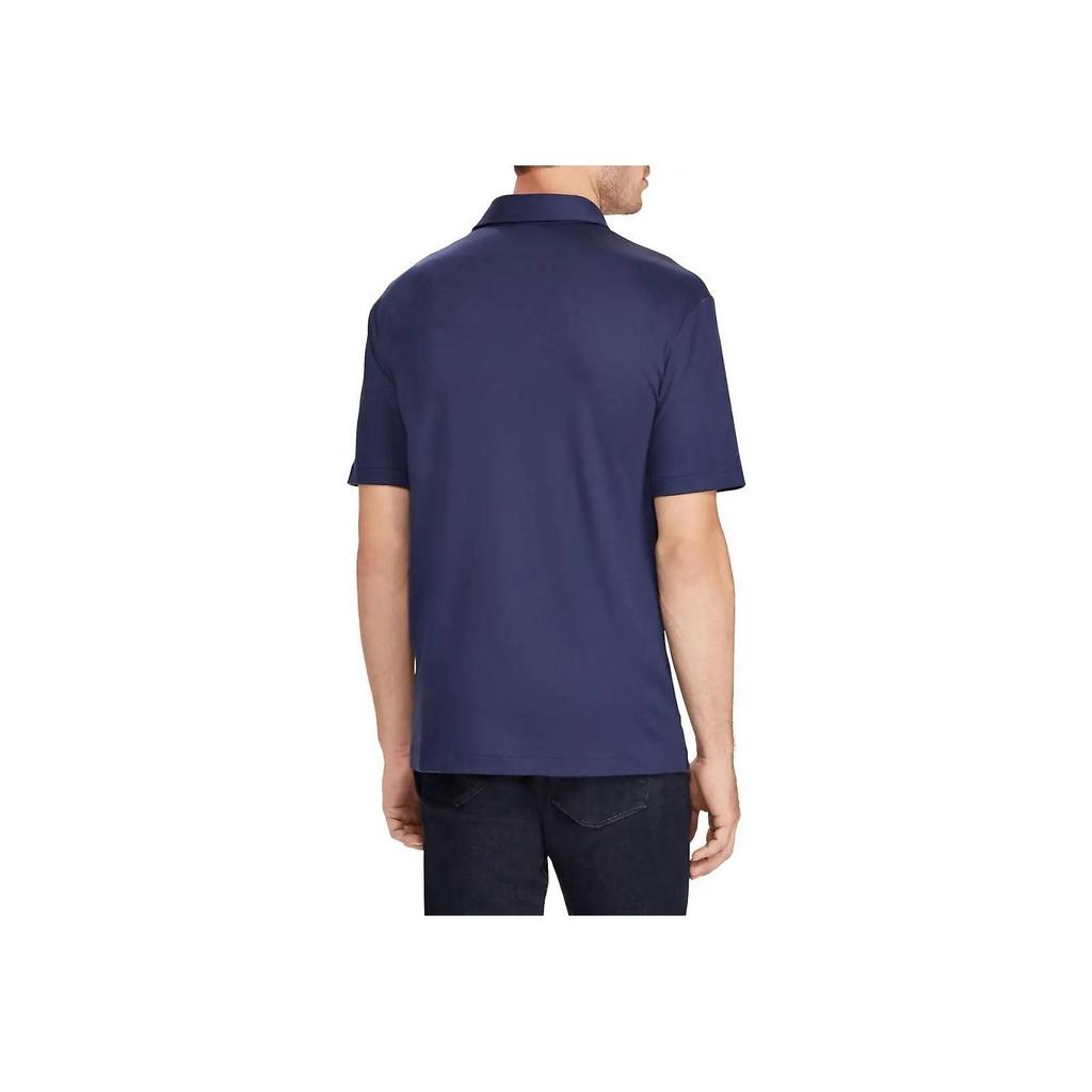 Polo Ralph Lauren Solid Logo Pony вышитый свитер с коротким рукавом поло рубашка мужская синяя 710660637-006
