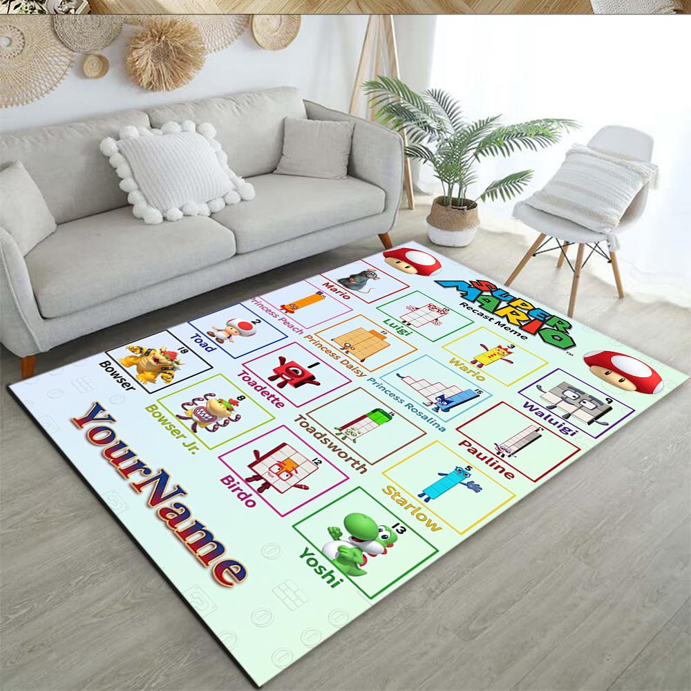Numberblocks Personalized Text Carpet Design for Dormitory Game Room Dining Room Bedrooms Anti-slip Rug Office home decor Spiritual Gift