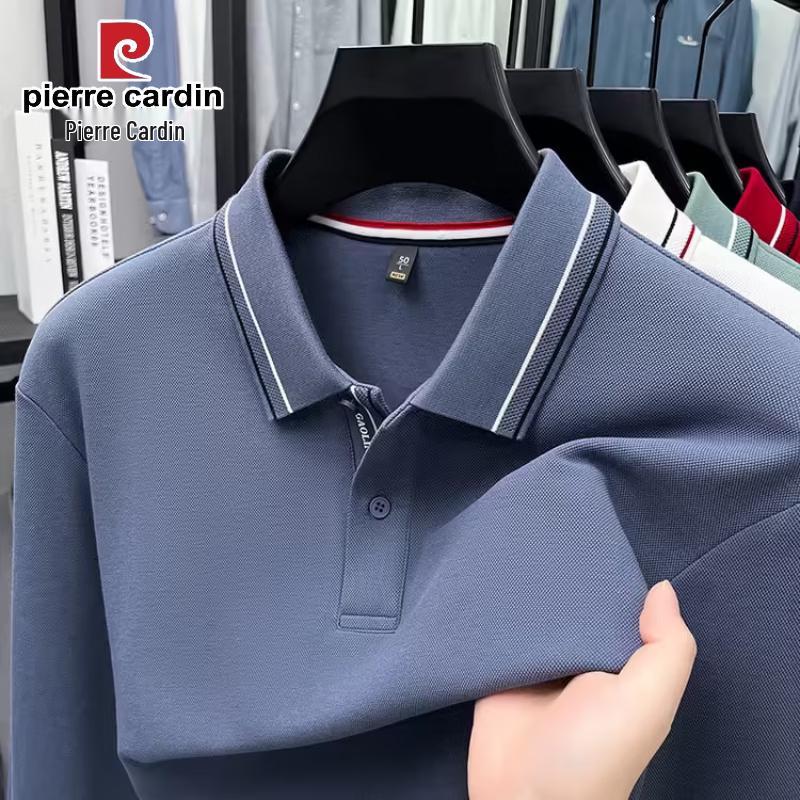 Pierre Cardin Мужская хлопковая футболка-поло с длинным рукавом 100%