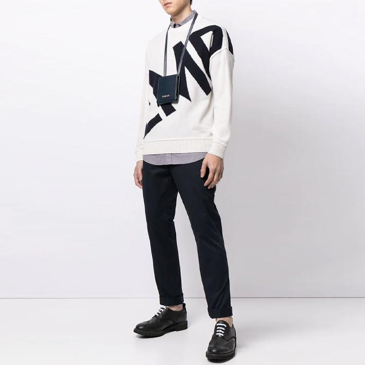 EMPORIO ARMANI Cashmere Sweaters Men's White Crew Neck Moderate 3K1MT9-1MD2Z-0101