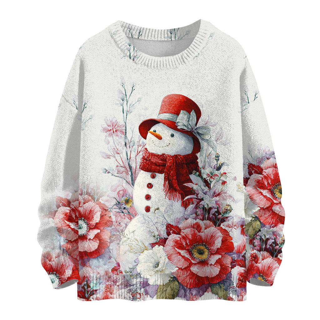 Women's Casual Long Sleeve Woolen Christmas Sweatshirt Fall  Vacation Long Sleeve Pullover