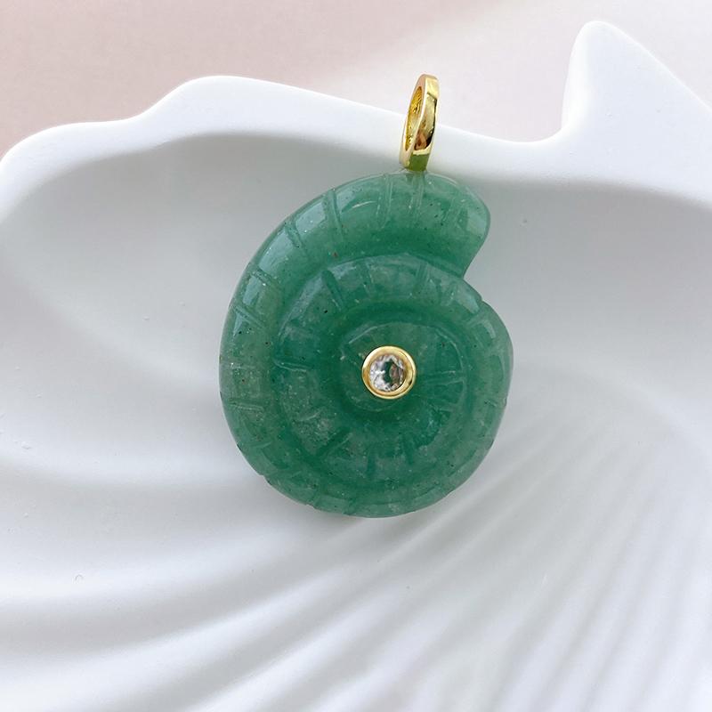 Snail Shell Shaped Carved Natural Crystal Stones With Zircon Amethyst Quartz Tiger Eye Gemstone For Diy Necklace Pendant