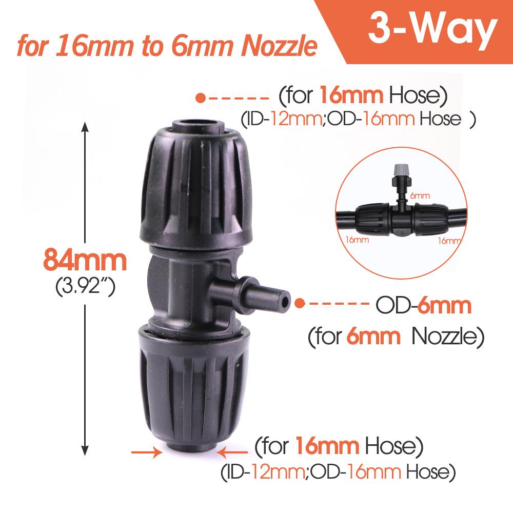 5/20PCS Garden 1/2" Watering Hose Connector with Lock Cap 3/4/6Way 16mm to 4/7mm Hose Joint Tee Dri Irrigation Tubeing Fittings