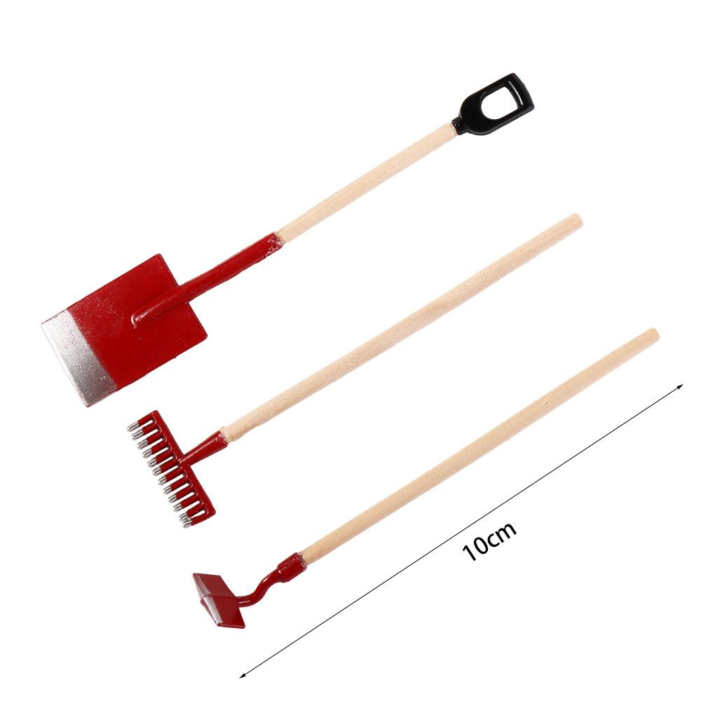 Play Farming Tools Dollhouse Miniature Shovel Hoe and Pitchfork Simulation Shovel Farming Tools