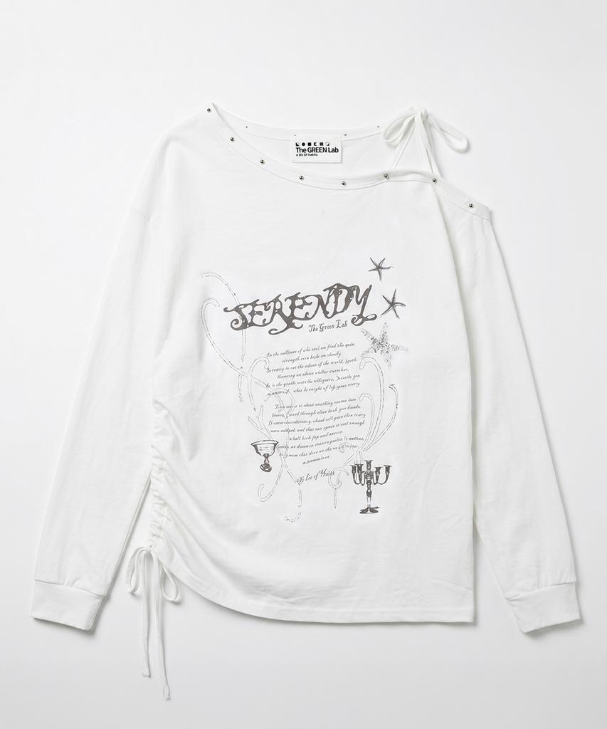 THE GREEN LAB Studded One-Shoulder String Long Sleeve [White]