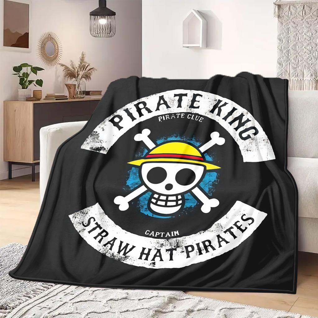 ONE PIECE Straw Hat Pirates Print Blanket Warm Comfortable Flannel Blanket Suitable for Bedrooms,Sofas, Beds,Chairs -QIAO112