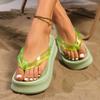 Модные женские шлепанцы на платформе, летние новые, с круглым носком и перемычкой между пальцами, нескользящие, износостойкие, на танкетке, крутые для мытья полов