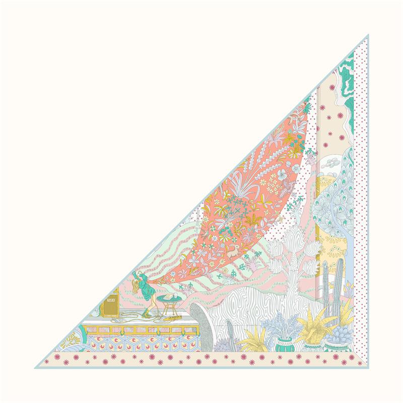 POBING Silk Scarf Women Geometric Triangle Scarves Head Echarpes Silk Foulards Femme Wraps Beach Shawls Bandana Lady Hijabs