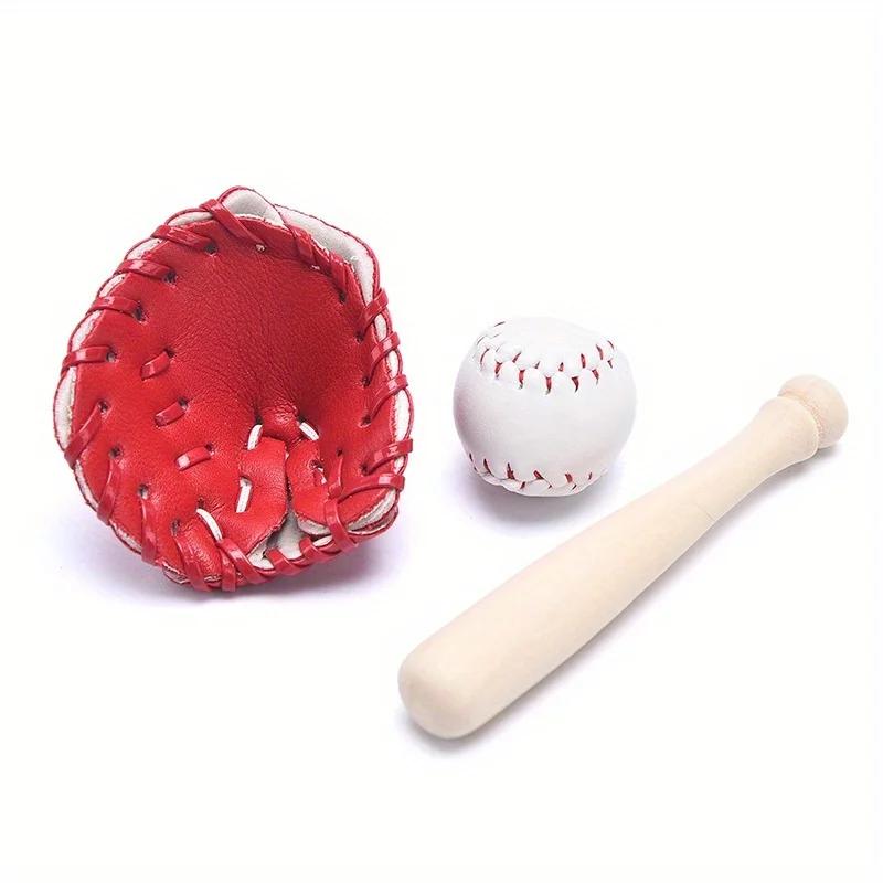 Sets of Miniature Baseball Bat Glove Ball Baseball Cake Decorations for Doll House Accessories Party Favors Sports Toys