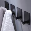[Matte Black Hooks] 4pcs Adhesive Hooks - Towel/Coat Hooks - Matte Black, Stainless Steel Wall Hooks Stick On Bathroom or Kitchen