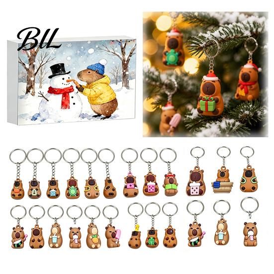 Soft Rubber Key Pendant 2026 Advent Calendar, 24 Days Cute Animal Keychains Christmas Countdown Mini 3D Collectible Figures, Holiday Gift for