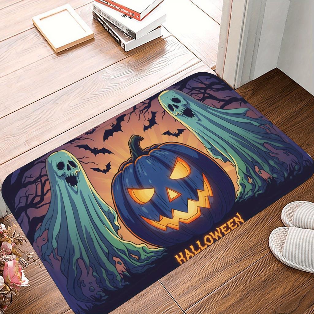 1PC Cyberpunk Skull Pattern Kitchen Rug Non-Slip Door Mat Pop Design Bathroom Rug Bath Mat Carpet for Home Sink Laundry Decor