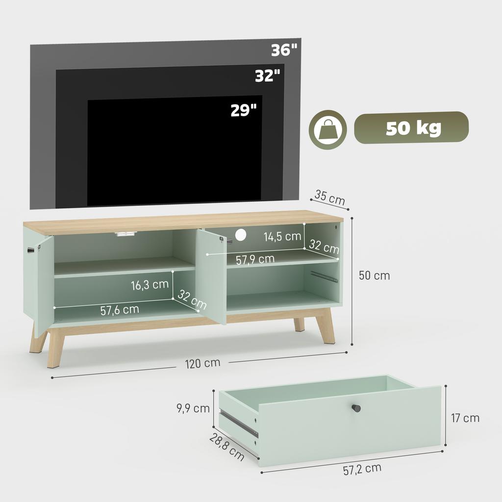 TV Stand Cabinet for Television up to 36 Inch, Modern TV Unit with 2 Doors, Entertainment Center with Adjustable Shelf