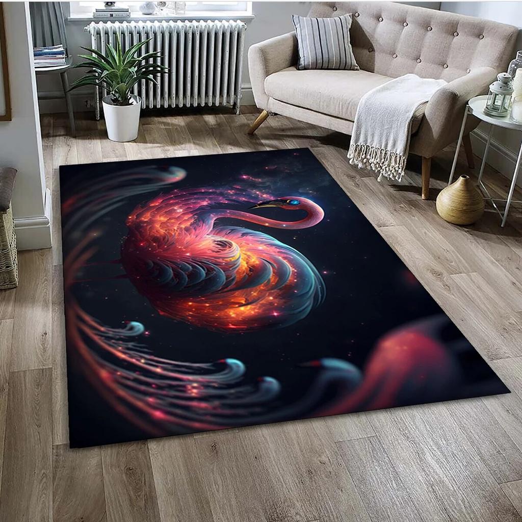 Cartoon Pink Flamingo Bird Rainforest Carpet Rug for Home Living Room Bedroom Sofa Doormat Decor,kid Area Rug Non-slip Floor Mat