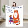 The Tiger Who Came to Tea Blankets Velvet Print Cartoon Book Breathable Thin Throw Blankets for Office