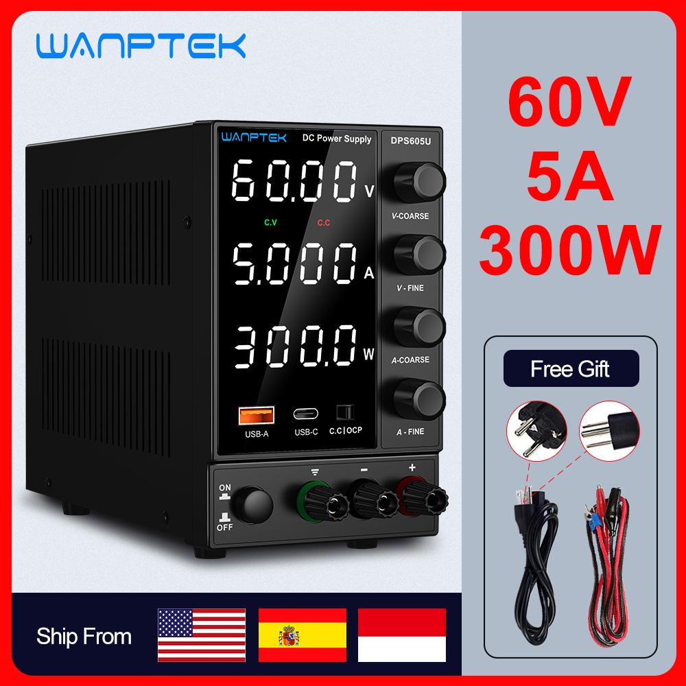 Wanptek Регулируемый источник питания постоянного тока 30 В 10 А Светодиодный лабораторный источник питания Стабилизированный импульсный источник питания Регулятор напряжения 60 В 5 А