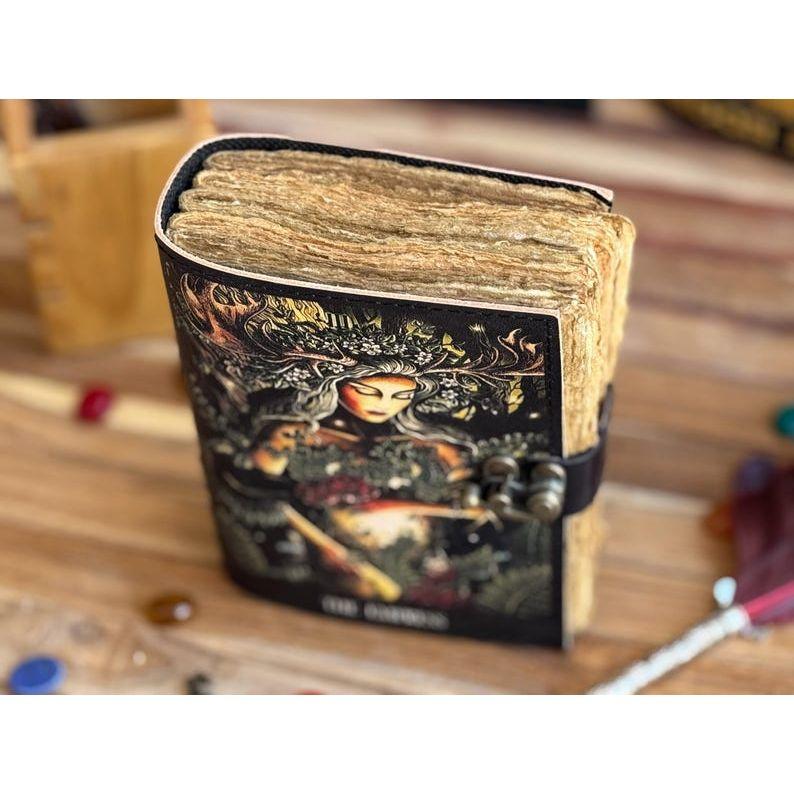 Пустой журнал Книга Теней с застежкой-замком, кожаный дневник ручной работы, напечатанная молитва Матери-Земле, языческий колдовской блокнот