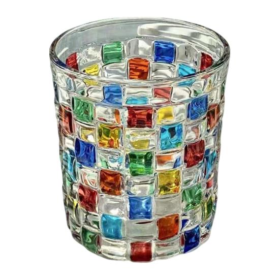 Multicolor Mosaic Glass Water Cup Tea Coffee Stained Glass Design Water Bottle Dining Table Accent Decorative Drinkware