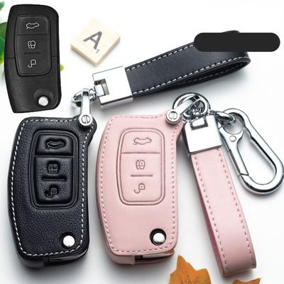 Кожаный чехол для Ford Fiesta Focus 2 Ecosport Kuga Escape Car Flip Folding Remote Key Case 3 Buttons Key Covers