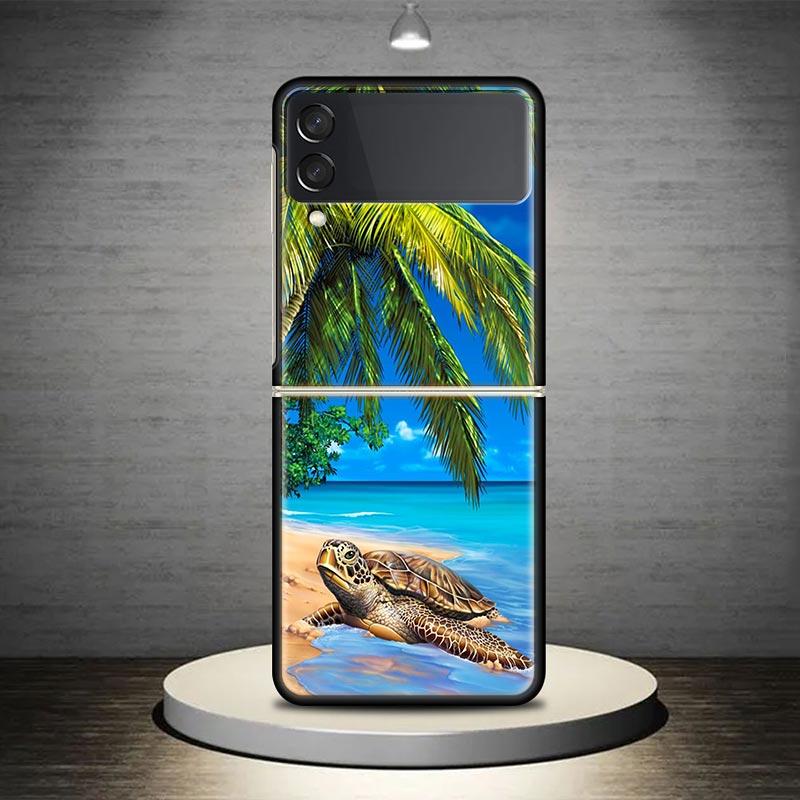 Чехол для телефона Морская Черепаха Аква для Samsung Galaxy Z Flip7 Flip6 Flip 7 6 5 4 3 Flip3 Flip4 Flip5 5G Ударопрочный Fundas Galaxy Z