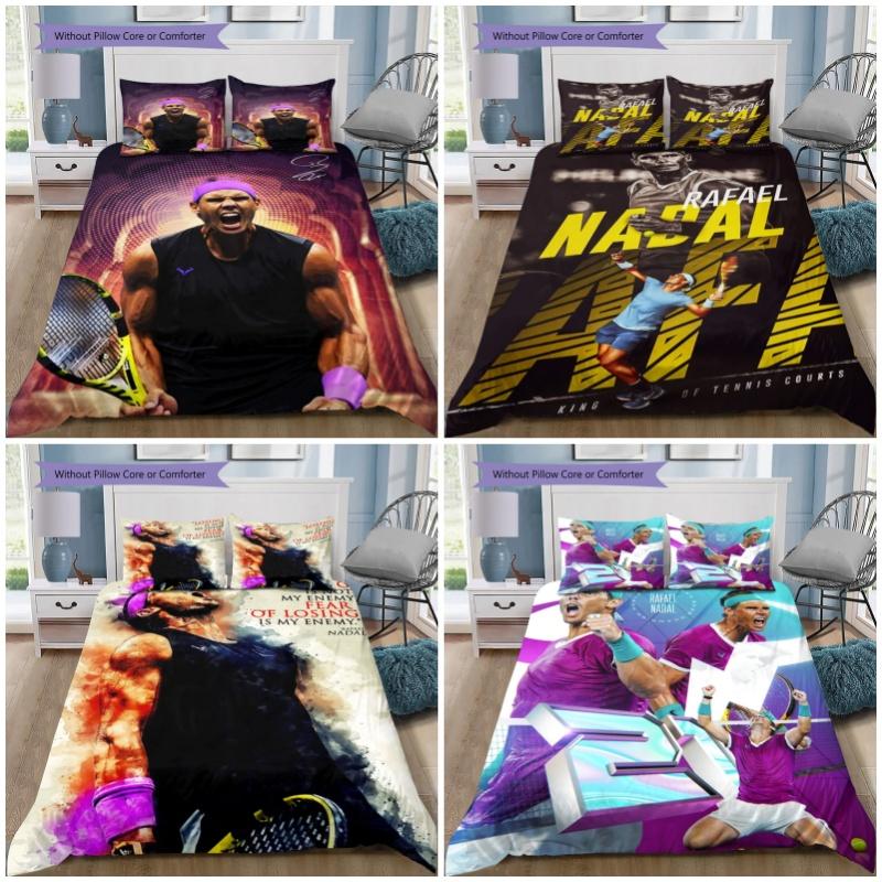 rafael nadal bedding set, 3pcs bed linen, duvet cover, pillowcases, tennis bedding, bed set, fan bedding, bedroom decor, sports bed linens, bed cover