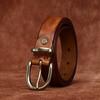 2.7Cm Wide Retro Old Pleated Belt Women'S Leather Pin Buckle First Layer Cowhide Casual Jeans Belt