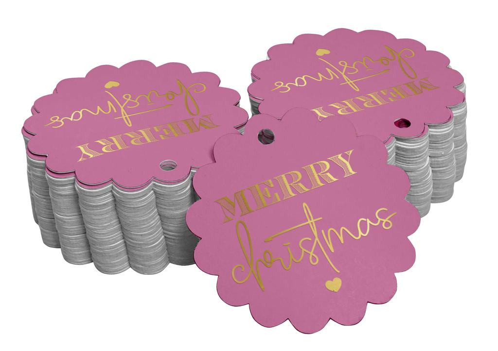 Inkdotpot Real Gold Foil Merry Christmas Tags Favor Hang Paper Tags 100