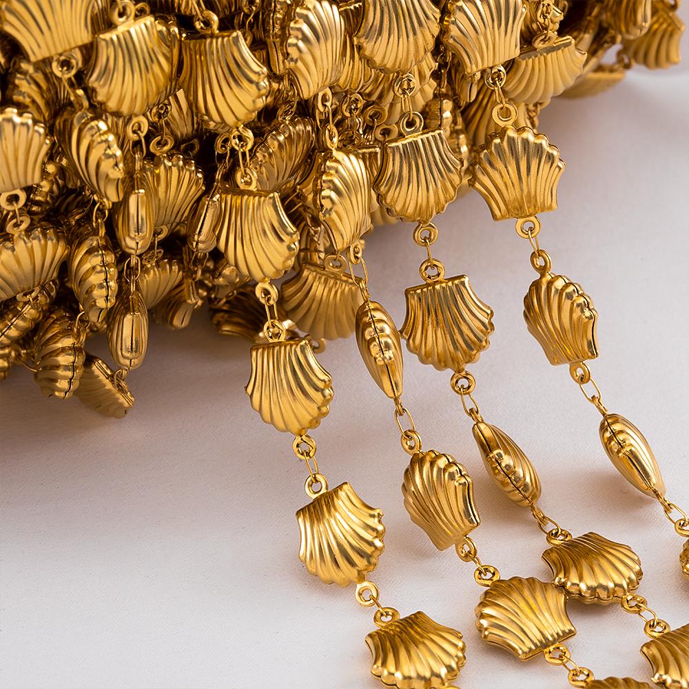 1M Stainless Steel Hip Hop Punk Butterfly Heart Ocean Shell Chain DIY Jewelry Necklace Bracelet Gold Plated Necklace Components