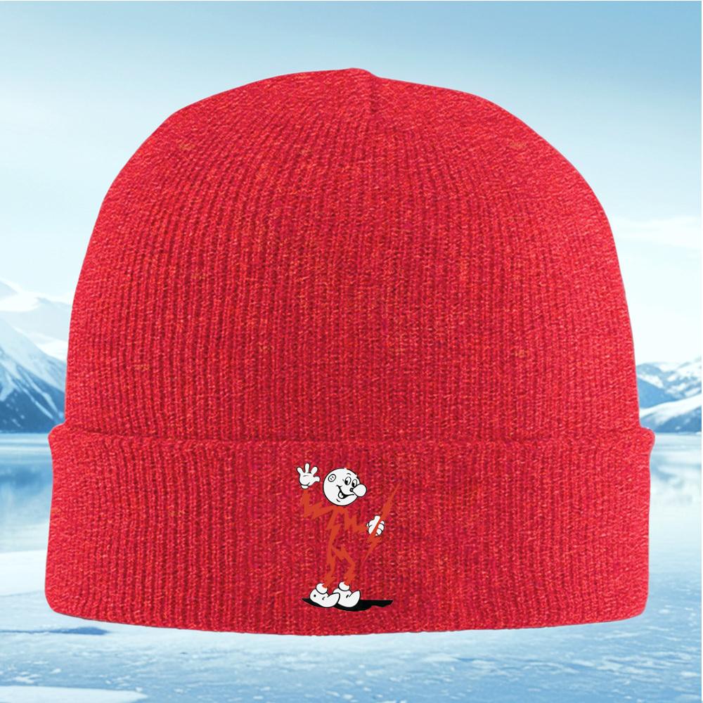 Cartoon Man Holding Lightning Bolt Men Women Unisex Knitted Hat Beanie Pullover Cap Winter Thermal Warm Christmas Outdoor Cyclin