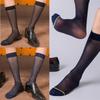 Men's Ultra Thin Nylon Dress Socks Soft See Through Breathable Calf Length Socks Long Stockings for Business Formal Wear
