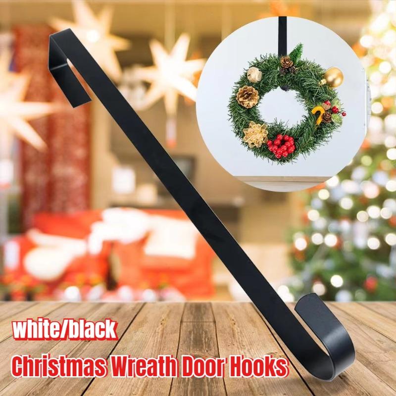 Christmas Door Hooks Wreath Hanger Metal Front Door Wreath Xmas Hook for Front Door Christmas Decoration