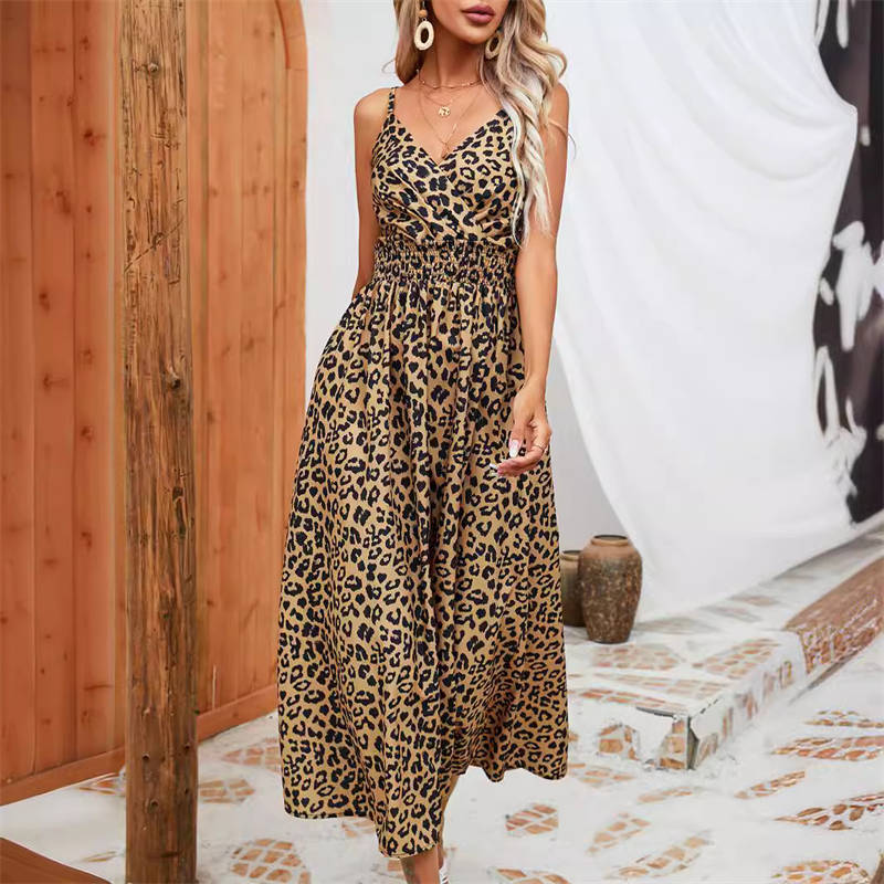 Leopard Print Dress Fashion Women's Clothing Summer Sling