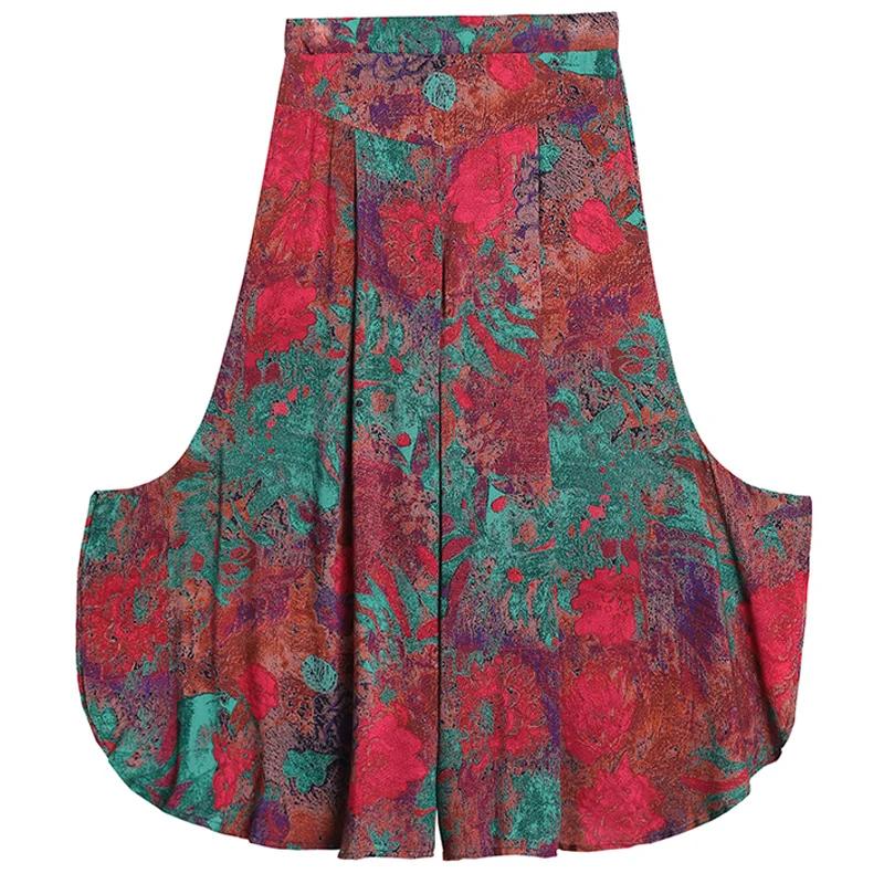 Летние брюки палаццо женские высокого качества, свободные, в богемном стиле, с высокой талией, юбка-брюки, летние винтажные брюки, женский низ