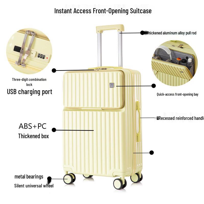 Multifunctional Front-Opening Travel Trolley Suitcase