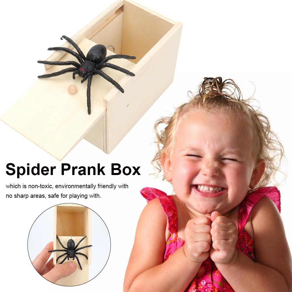 Trick Spider Смешная пугающая коробка Деревянная скрытая коробка Качественная шутка Деревянная пугающая коробка Веселая игра розыгрыш Трюк друг Офисные игрушки